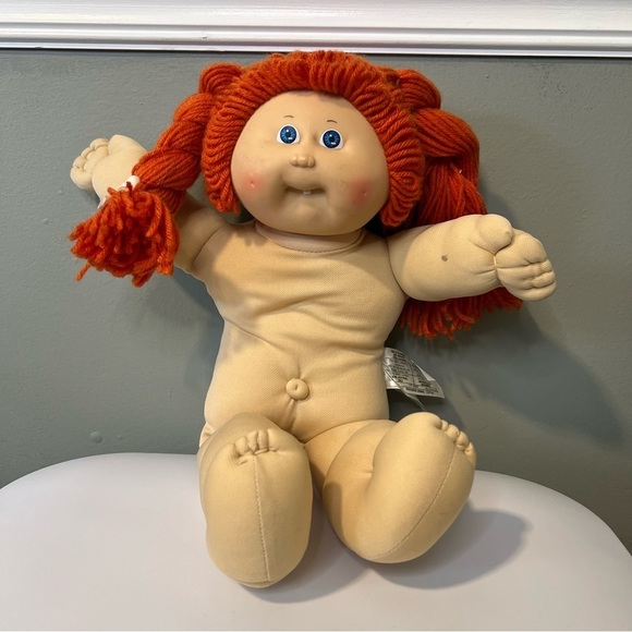Vintage 1980’s Cabbage Patch Kids Tooth Orange Red Hair Blue Eyes Girl Doll ‘85 - Picture 6 of 8